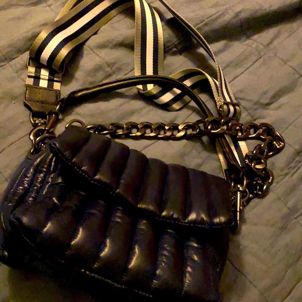 Think Roslyn metal blue bar bag 9 x 7 x4 .5